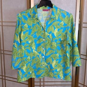 Vintage tropical linen top, women’s size XL